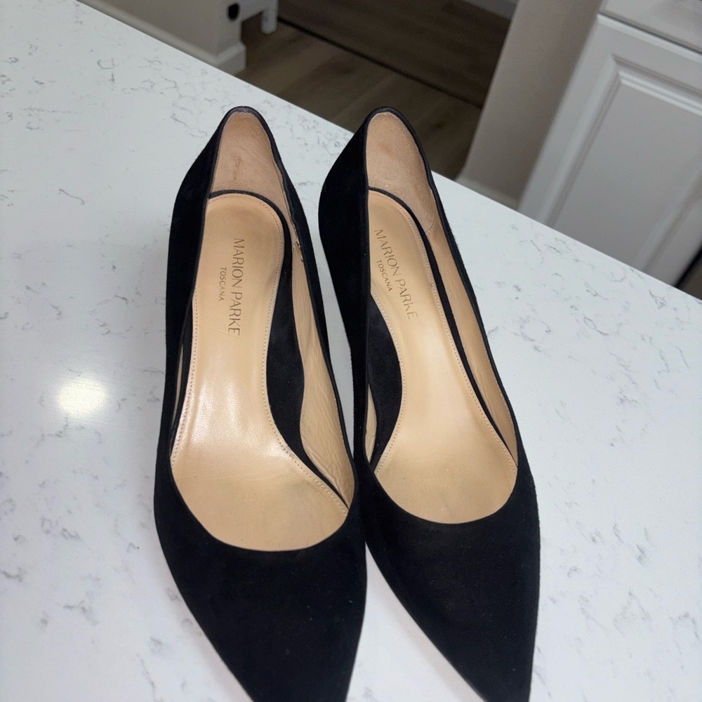 Marion Parke Black Pointed Toe Suede Pumps